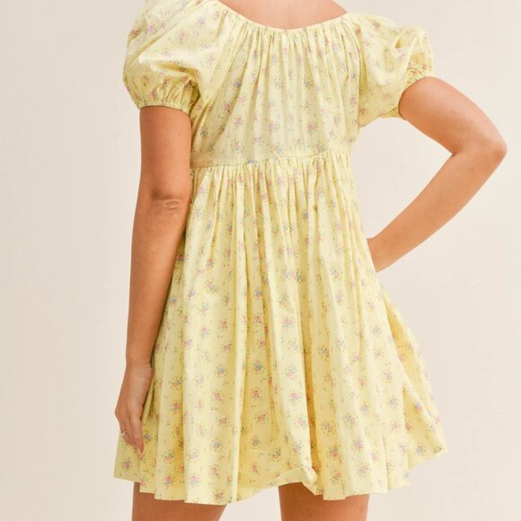 *SOLD *Mable CASSIDY PEASANT MINI DRESS Size L Yellow - Picture 4 of 16